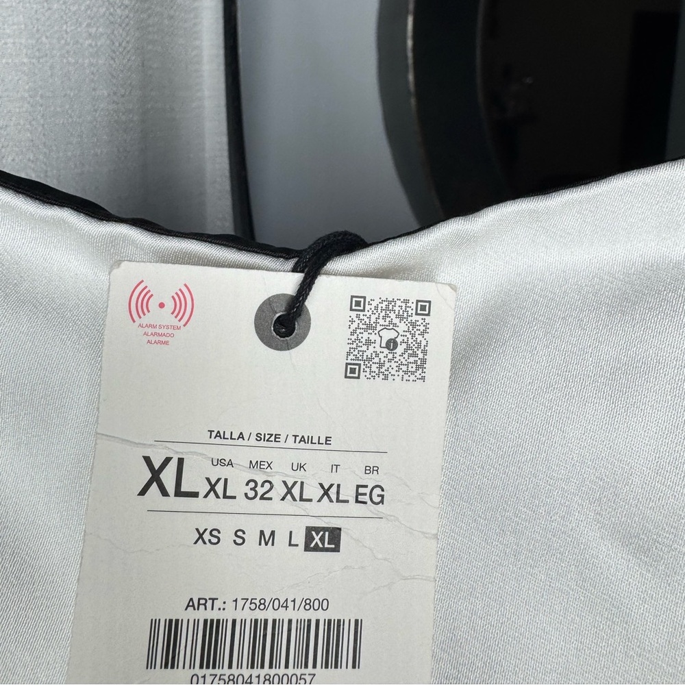 NWT Zara Woman Bloggers Fav ZW COLLECTION MINIMAL SATIN DRESS Black & White XL - Picture 11 of 12